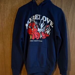 Men’s Lonely Hearts Club Hoodie, More Love, Dark Blue
